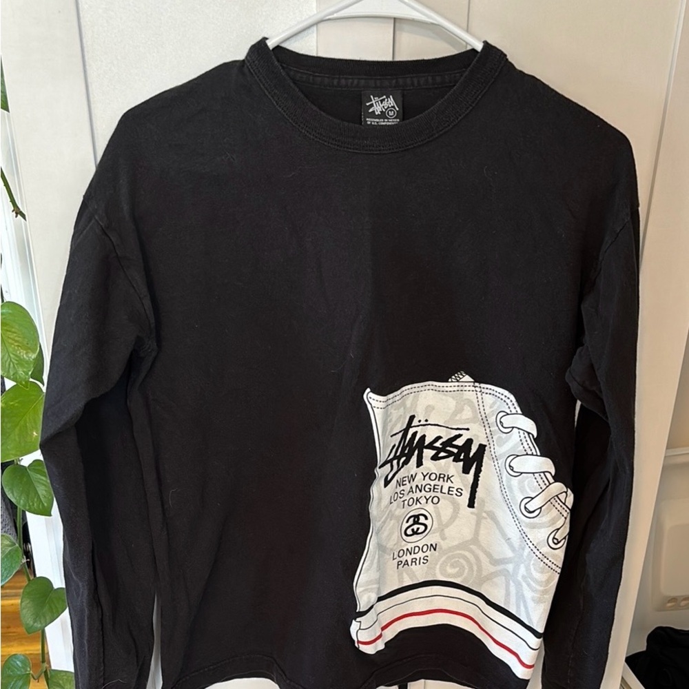 Stussy Black Long Sleeve Shirt with Graphic